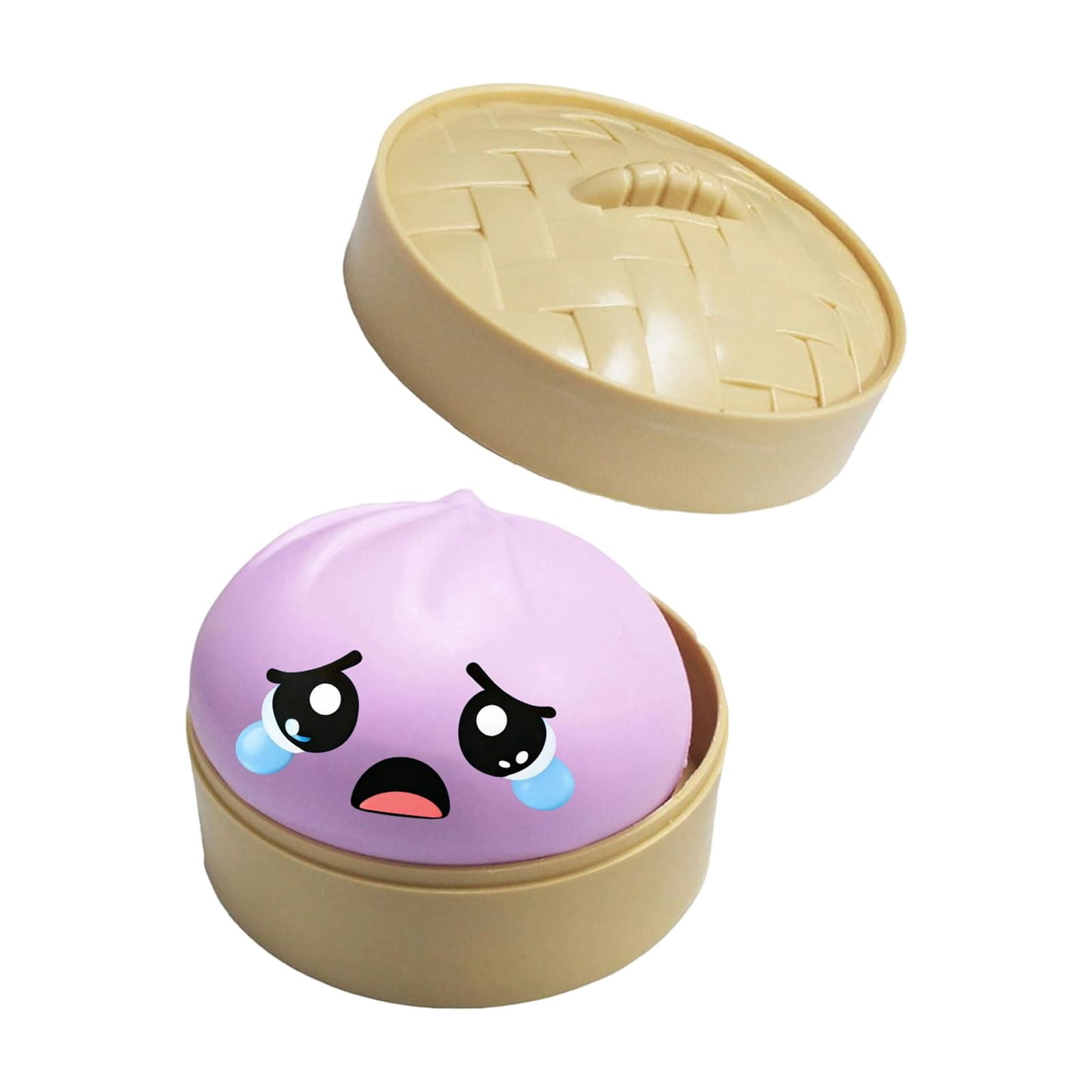 Glitter Colorful Dumpling Squishy, Cute Squishy Dumpling Large with Steamer, Squishy Dumpling Doll with Cute Expressions, Silicone Bun Sensory Fidget Dolls, Hand Pinching Decompression Dolls