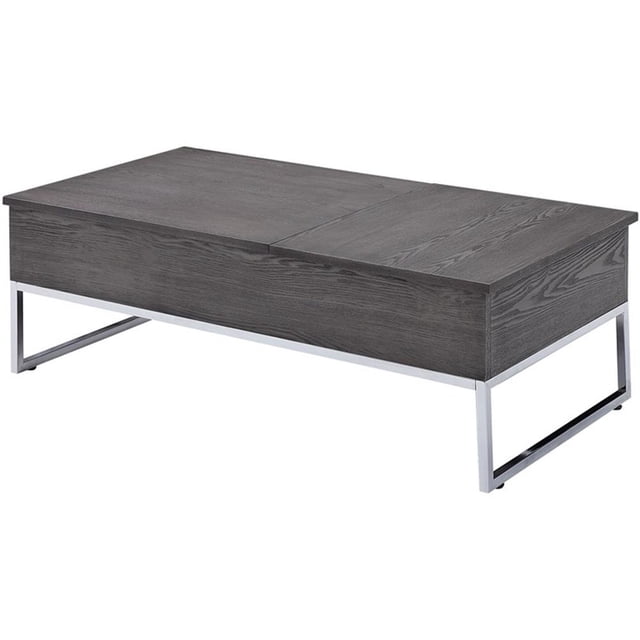 ACME Table Basse Iban avec Plateau Relevable en Chêne Gris et Chrome
