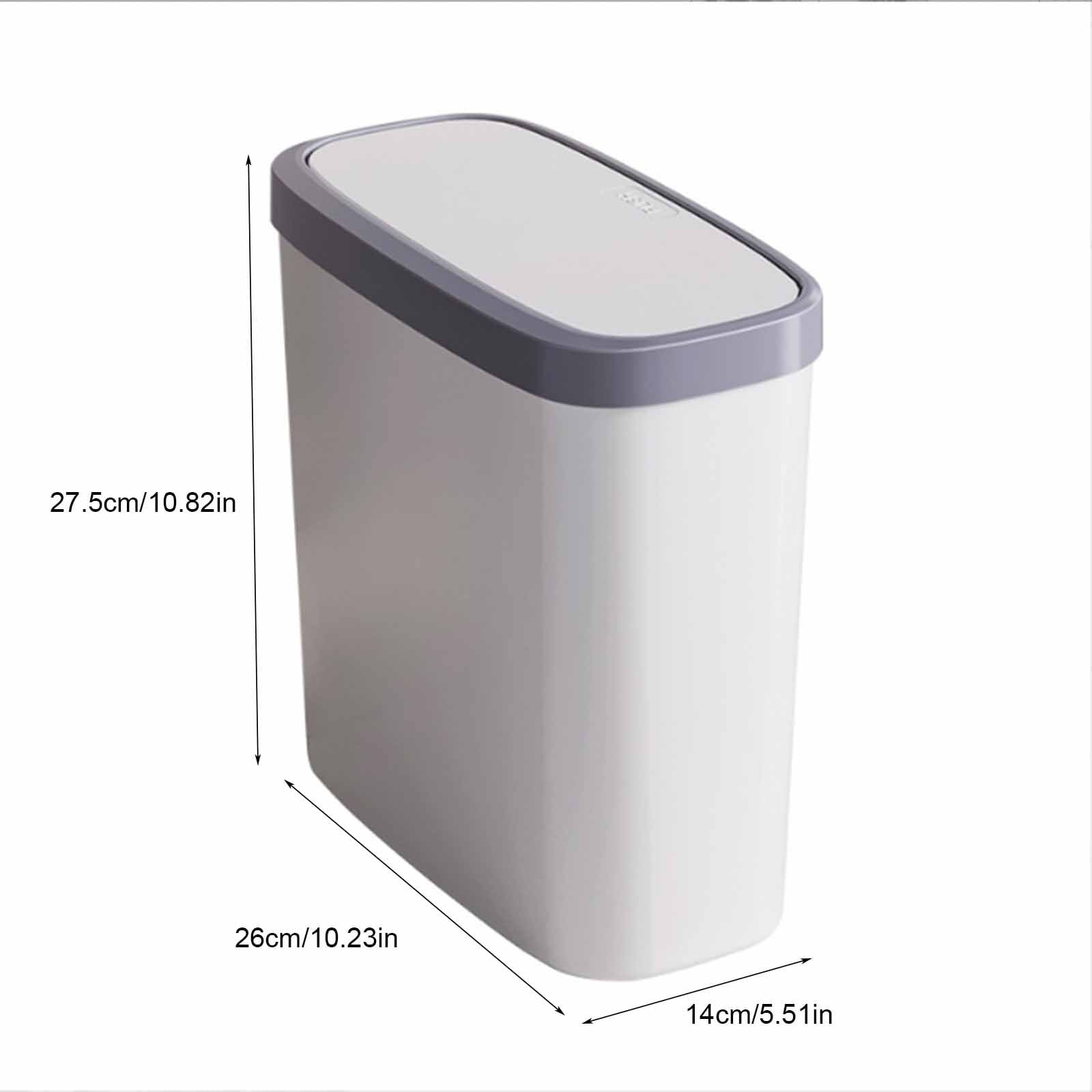 Bathroom Small Trash Can With Lid 10 Liter,2.7 Gallon Slim Garbage Bin Wastebasket Press Top,For Bedroom RV Office Kitchen Craft Room Use,Compact Household Container Easy Press Button Design.