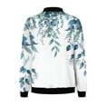 thumbnail image 5 of UTSJKR Bomber Jacket for Women 2024 Fall Fashion Floral Print Lightweight Comfy Jackets Trendy Oversized Zip Up Coat Outwear with Pockets Blue XXXXL, 5 of 5