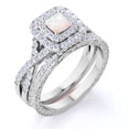 thumbnail image 4 of JeenMata 2.25 ct Square Real Australian Opal Infinity Modern Ring Set in 18k White Gold over Silver, 4 of 7