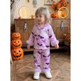 thumbnail image 5 of RUINIXCW Toddler Baby Girl Halloween Silk Stain Pajamas Outfit Kids Fall Winter PJS Set Sleepwear Ghost Printed Long Sleeve Button Down Shirt and Elastic Pants Set Homewear Loungewear, 5 of 6