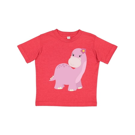 

Inktastic Cute Pink Dinosaur with Flower Gift Toddler Toddler Girl T-Shirt