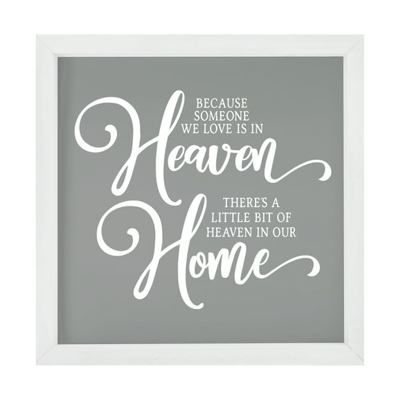 LifeSong Milestones 7x7 Modern Inspirational Framed Shadow Box for Wall Decoration - Because Someone We Love Is In Heaven (Ivory)
