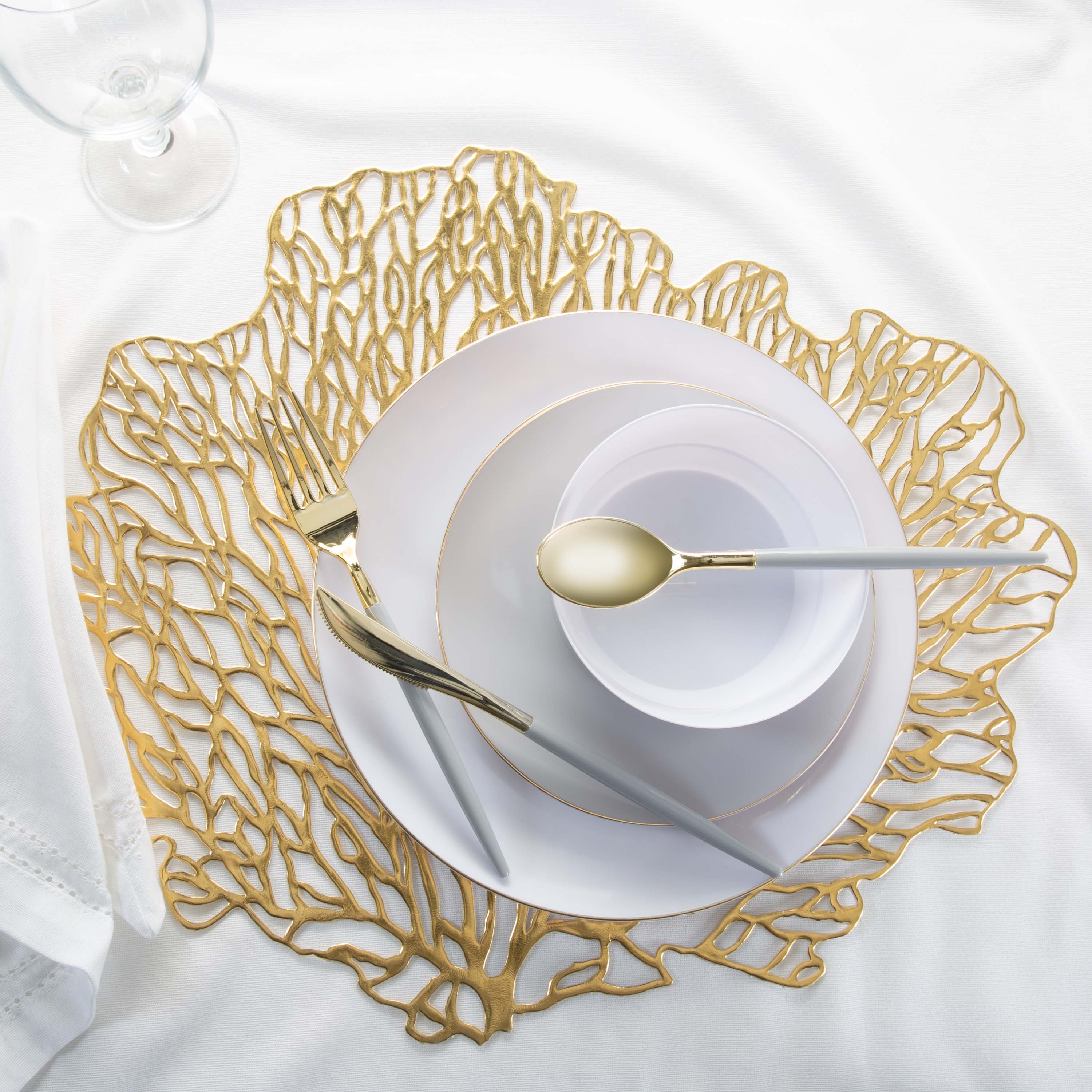 Home Details Set of Four Coral Shape Table Place Mat, Gold