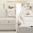 thumbnail image 5 of Wiilayok 110" Oversized U-Shaped Cloud Couch Sectional with Modular Design for Living Room: Comfy Corduroy, Ottoman, USB Port, Cup Holder, Armrest Storage, Side Pocket, Beige White, 5 of 9