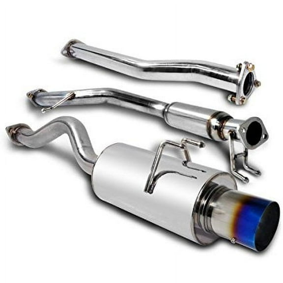 Spec-D Tuning MFCAT2-CV062SIT-SD Honda Civic 2Dr Exhaust Catback System Titanium Burnt Tip
