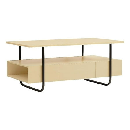 Bowery Hill Contemporary Wood Multi-Storage Coffee Table in Light Maple
