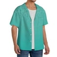 thumbnail image 4 of Cauagu Turquoise Glitter Men's Short Sleeve Button Down Hawaiian Shirt for Men Bowling Shirts Casual Summer Beach Shirt,Medium, 4 of 6