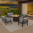 thumbnail image 2 of Kullavik Aluminum Patio Furniture Set with Round Propane Fire Pit Table 6-seat Metal Outdoor Furniture w/40,000 BTU Fire Pit Patio Sectional Sofas for Patio,Lawn, Poolside，Gray, 2 of 7