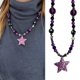 thumbnail image 2 of Collar de estrella de cinco puntas con lentejuelas moradas y cadena de clavícula con cuentas de nicho de tendencia, 2 of 5