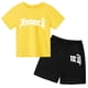 thumbnail image 3 of Ropa para niños con estampado de marca gótica, conjunto de camiseta y pantalones cortos de verano para adolescentes, 2 piezas, manga corta, moda informal para niños y niñas, 3 of 5