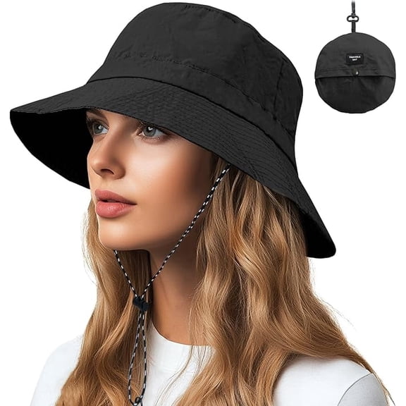 ZHUYING 2pcs Waterproof Quick Dry Bucket Hats for Woman Men Packable Foldable Rain Sun Hat Lightweight Hiking Hat