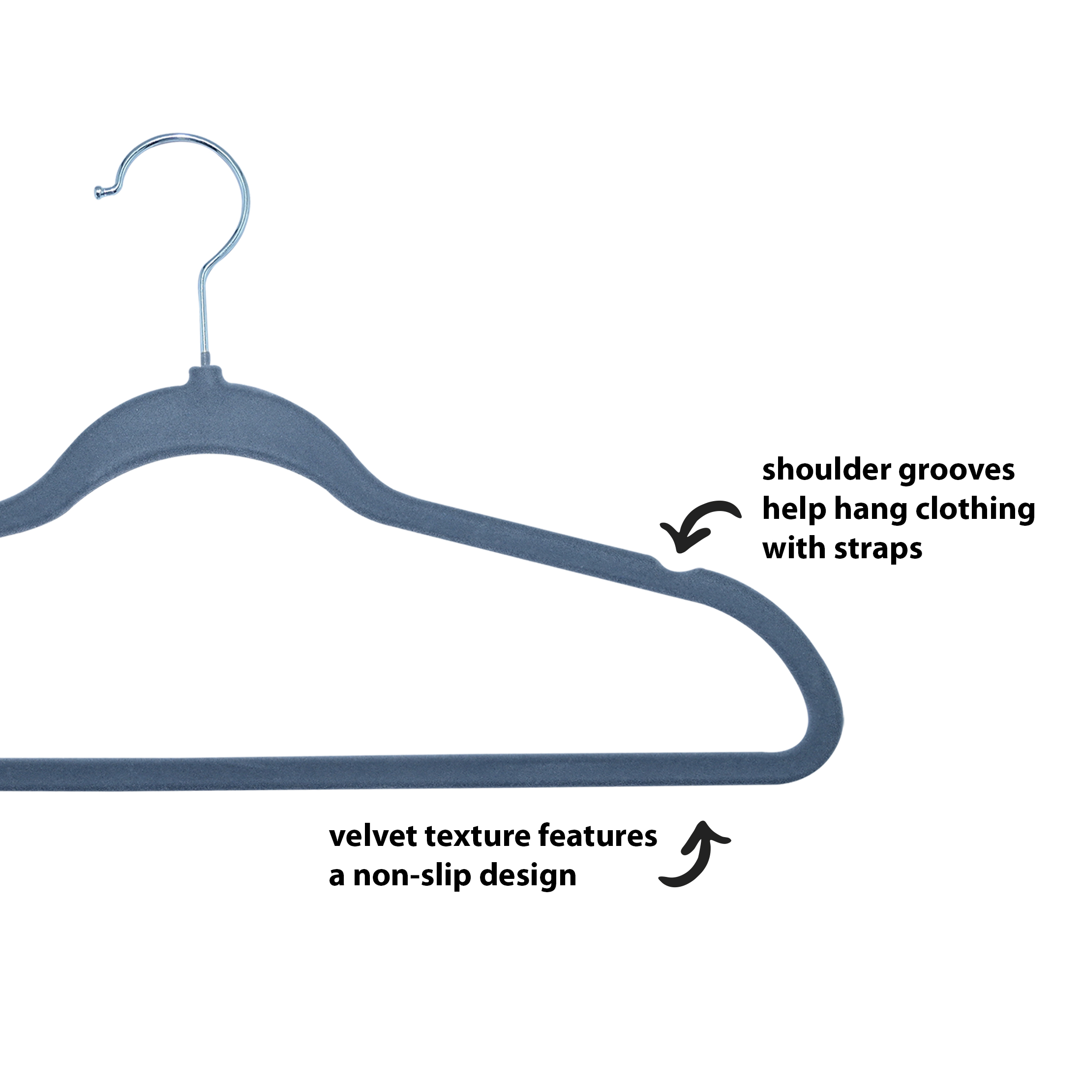 ClosetSelect Velvet Hangers, Grey 50 Count