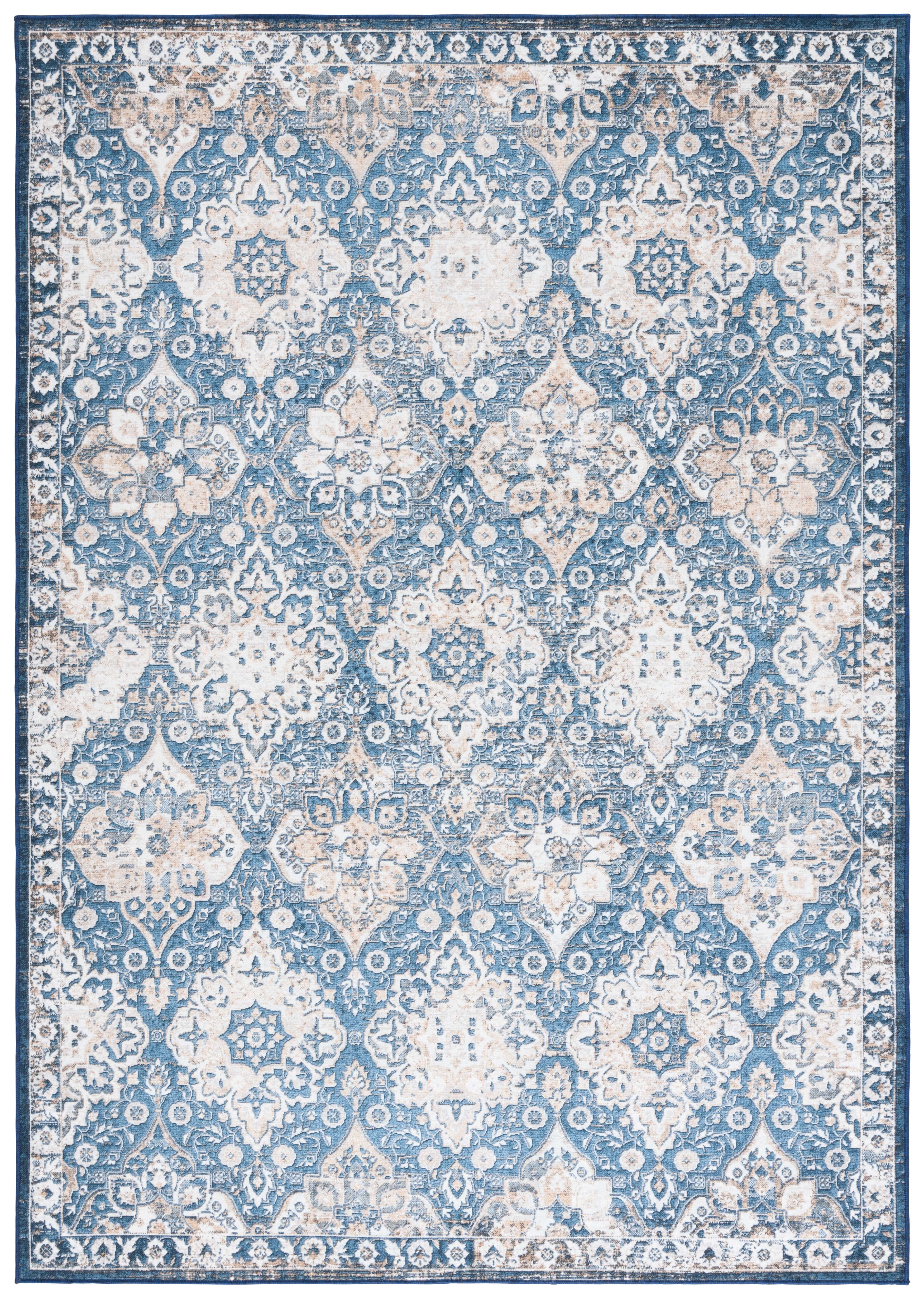 SAFAVIEH Orlando Mira Geometric Machine Washable Area Rug, Blue/Beige, 8' x 10'