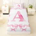thumbnail image 3 of Erosebridal Cute Coquette Bowknot Twin Sheet Sets,Girls Pink A Alphabet Letter Bedding For Kids 3-Piece, 3 of 6