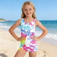 thumbnail image 2 of LRen Girls One Piece Swimsuit Ruffle Tankini Set Quick Dry Cute Printed Ruffle Bathing Suit Toddler Girls Beachwear Summer Swimwear 5-16Y, 2 of 5