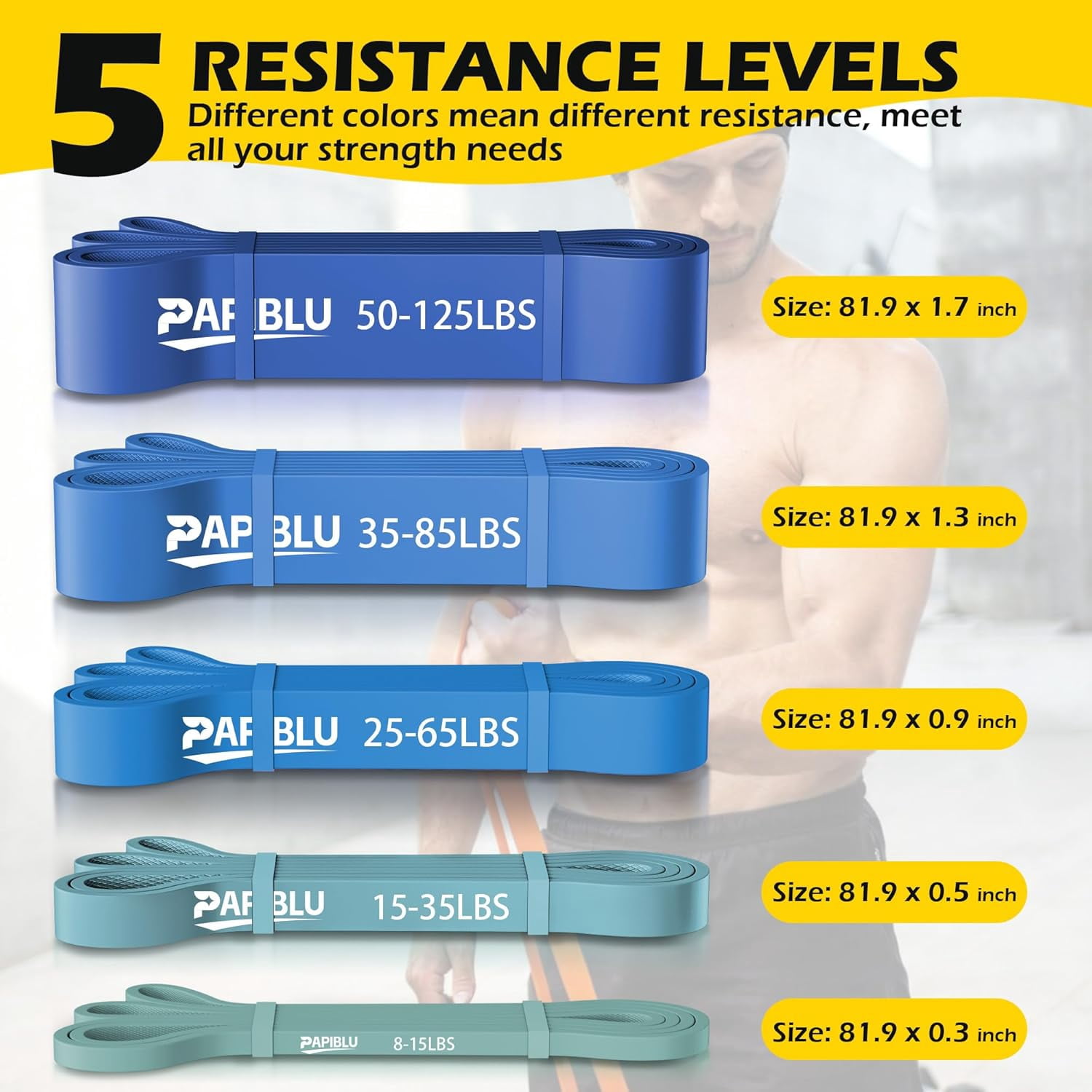 JJEAN-Pull Up Bands, Resistance Bands Set for Pull-Up Assistance, Exercise Bands with Door Anchor & Grip Pads for Men & Women Working Out, Physical Therapy, Muscle Training