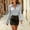 #0164-Gray, variant on Women's V-Neck Puff Long Sleeve Flare Cuff Blouse Casual Dressy Top for Office Daily Button Down Shirt