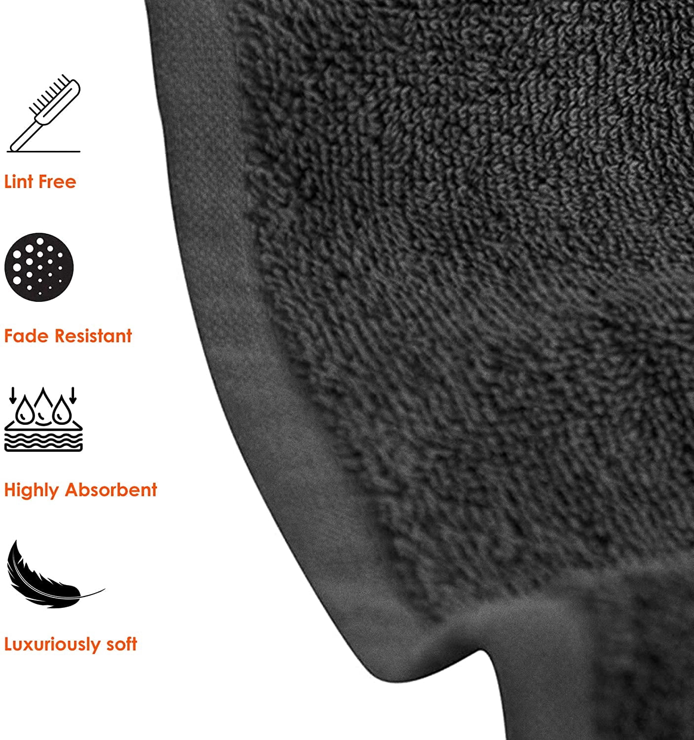 Springfield Linen Terry Cotton Bath Towel Sets, Gray, 6 Count