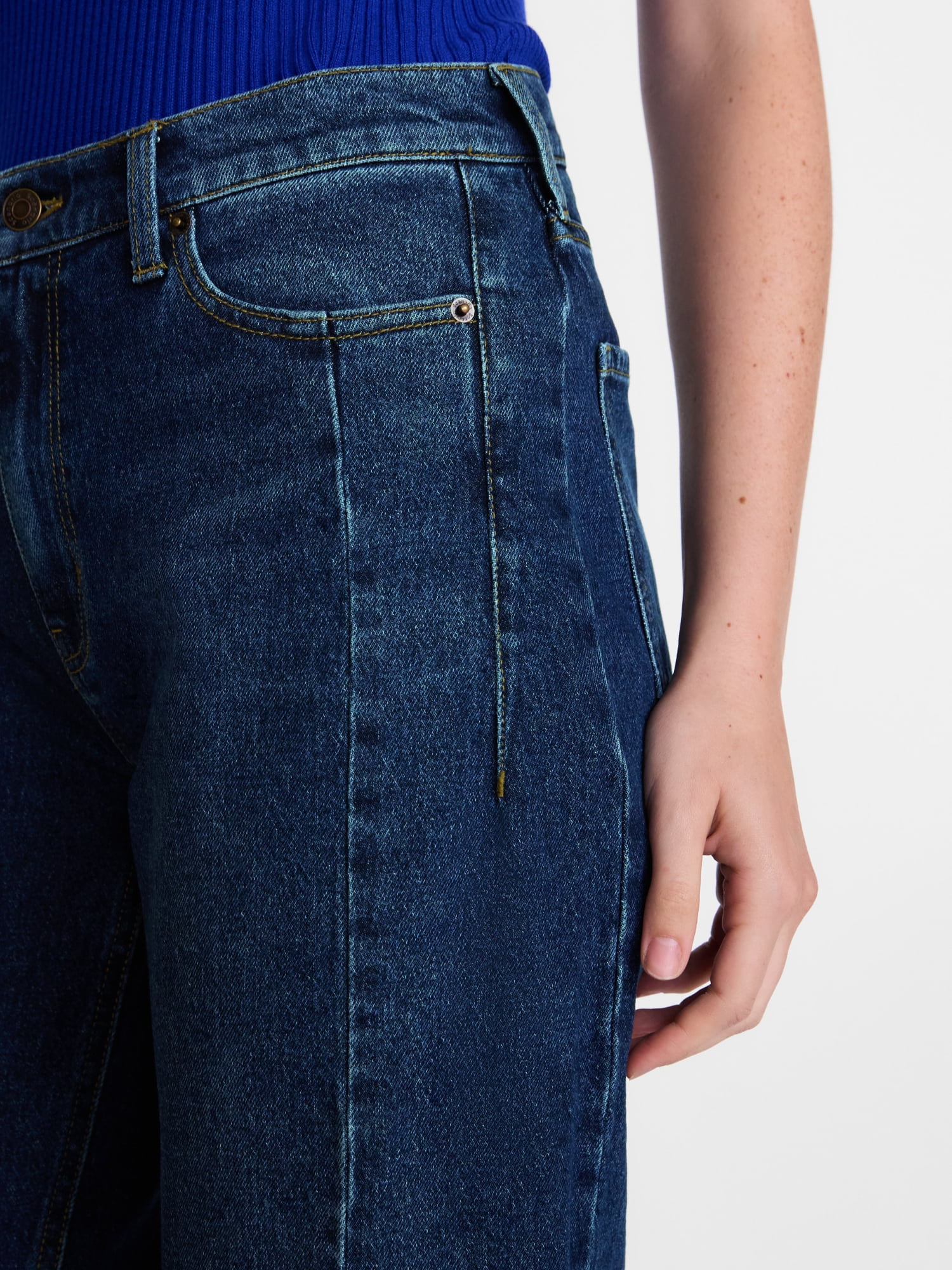 Scenario Women's and Women's Plus High Rise Barrel Jeans, 26", 28" Inseam, Sizes 0-28W