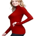 thumbnail image 4 of Women‘s Long Sleeve Rib Turtleneck Top Pullover Sweater L RED, 4 of 6