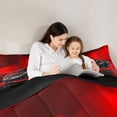 thumbnail image 3 of Feelyou Racing Car Boys Bedding Comforter Set 7pcs, Black Red Automobile Queen Bedding Sets, Extreme Speed Sports Reversible Queen Sheet Sets, Lightweight Room Decor, 3 of 7