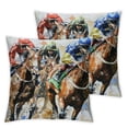 thumbnail image 2 of CMMY Throw Pillow Covers  Set of 2  Horse Racing Decoration for Bed Couch Sofa Home Decor White, 2 of 6