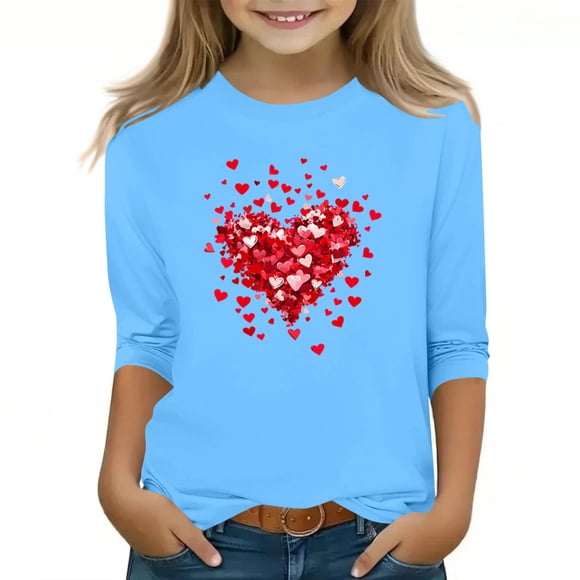 RXMEKW Boys Christmas Shirt, Festive 3/4 Sleeve Tops with Round Neck for Kids