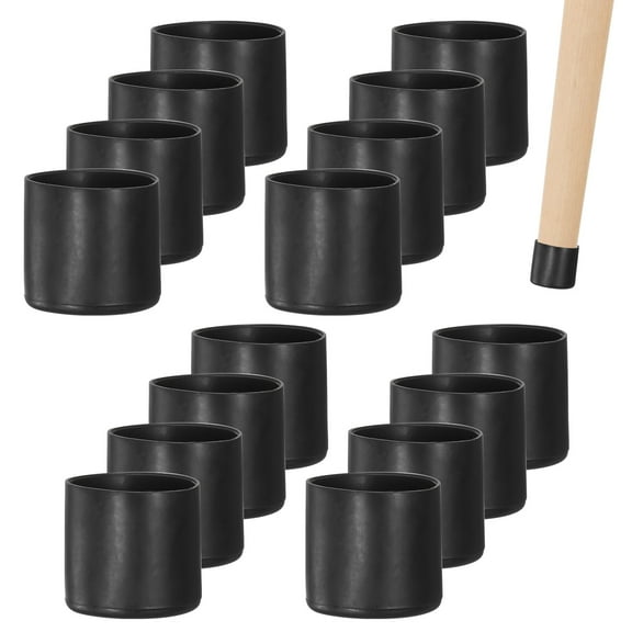 Uxcell 16 Pack Chair Leg Caps 1-1/4 inch Polyvinyl Chloride Chair Leg Floor Protectors Round Cover End Tips Black