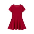 thumbnail image 3 of SONXAHE Dress for Big Girl Short Sleeve Round Neck Pleated Dresses Solid Summer Soft Leisure Swing Dress Red, 3 of 5