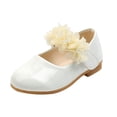 thumbnail image 2 of Dpytoraw Girls Leather Flower Mary Jane Dress Shoes, Toddler/Little Kid Low Heel Flats Sizes 7.5, 2 of 5