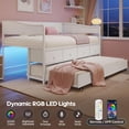 thumbnail image 4 of Twin Daybed with Trundle,Metal Sofa Bed Frame with LED Lights & Storage Drawers for Living Room Bedroom,White, 4 of 7