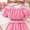 thumbnail image 5 of WOYY Little Girls Summer Stylish Outfits Off Shoulder Crop Top Ruffle Irregular Skirt Set Kids Clothing Sets, Sizes 5-6, 5 of 8