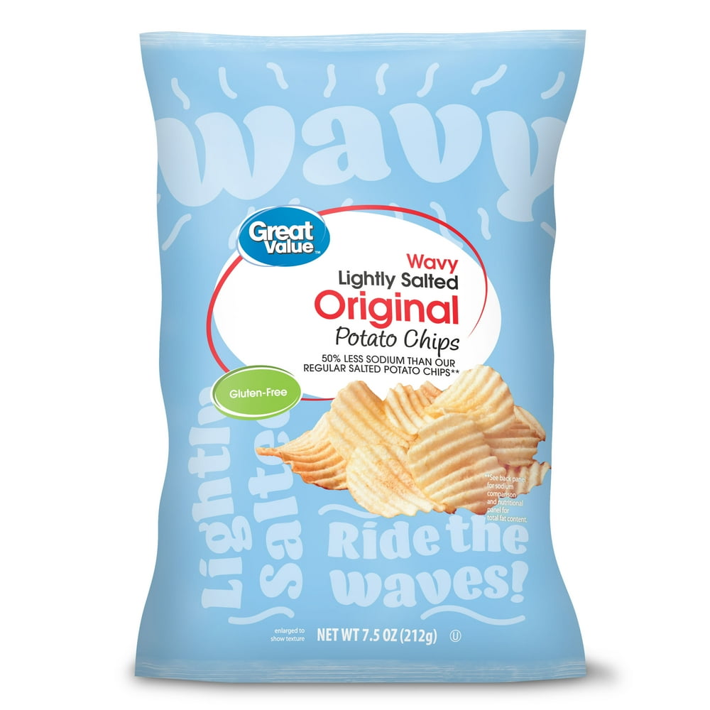 Great Value Wavy Lightly Salted Original Potato Chips, 7.5 oz Walmart