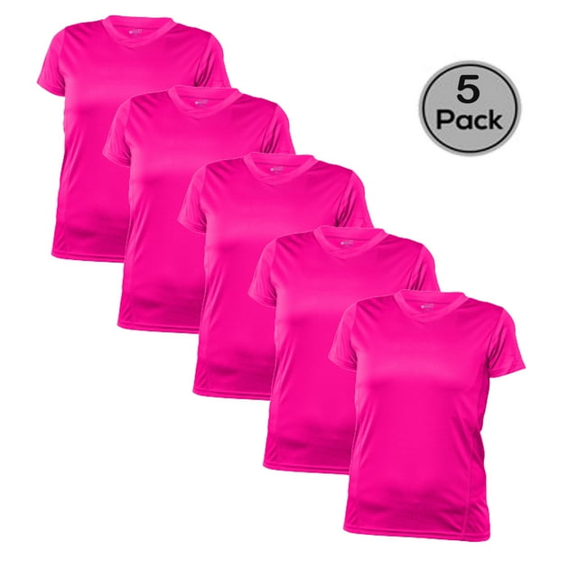 5 Senses Lot de 5 T-Shirts pour Femmes, Tissu de Performance à Séchage Rapide, 100 % Polyester