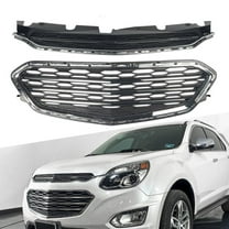 ONEPI Front Bumper Grill  Upper Grill Kit Black W/Chrome Trim Compatible with Chevrolet Equinox 2016 2017 Models, No Emblem