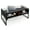 Black, variant on Gymax High-gloss LED Coffee Table w/ Faux Marble & Tempered Glass Top 4 Storage Cubes Black