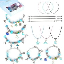 Blue Charm Bracelet Making Kit TeqHome Jewelry Making Kit Trendy Stuff DIY Crafts with Gift Box for Teen Girls Gifts Birthday 5 6 7 8 9 10 11 12 Years Old