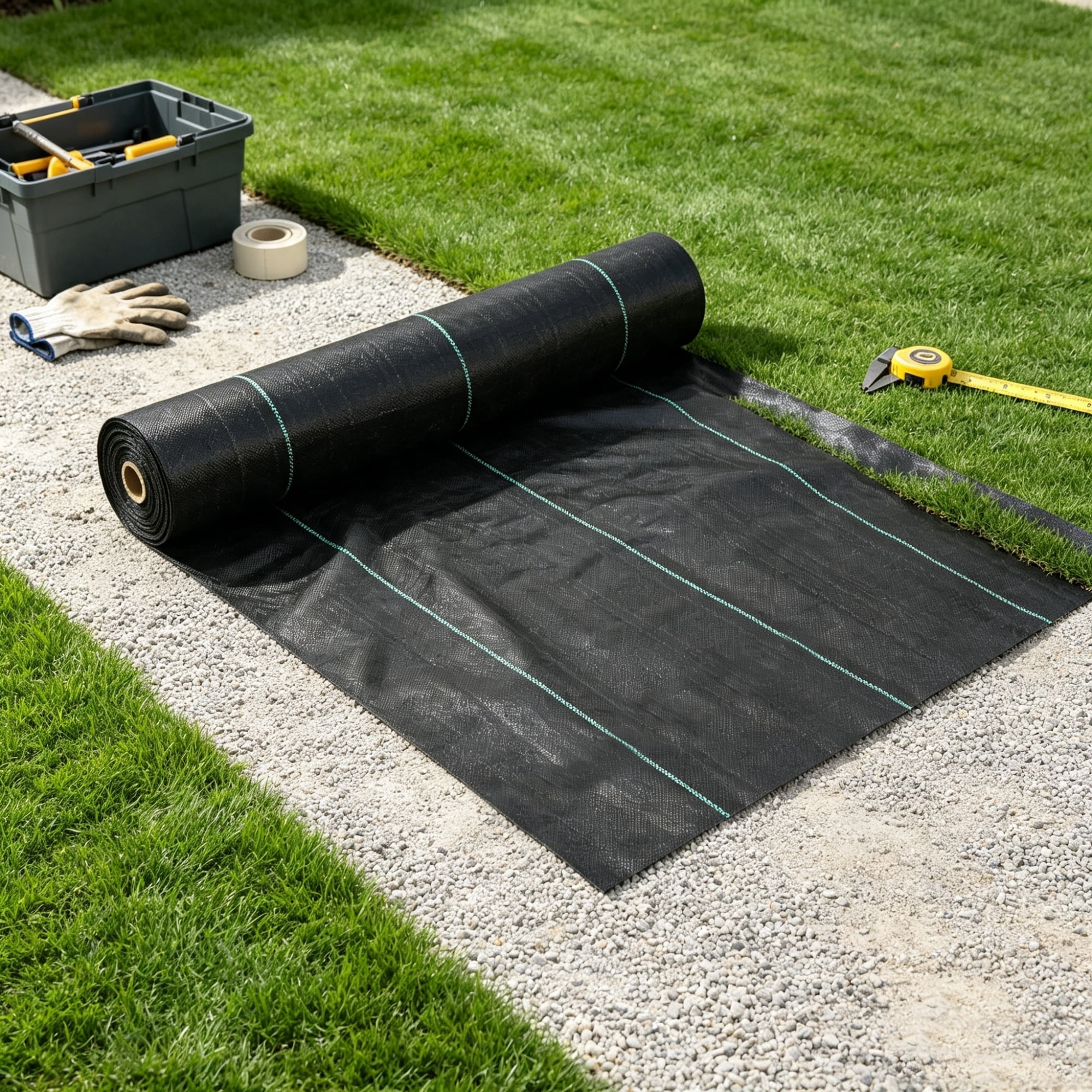3' x 300' Heavy Duty Weed Barrier Landscape Fabric, Woven PP Geotextile Ground Cover for Driveways