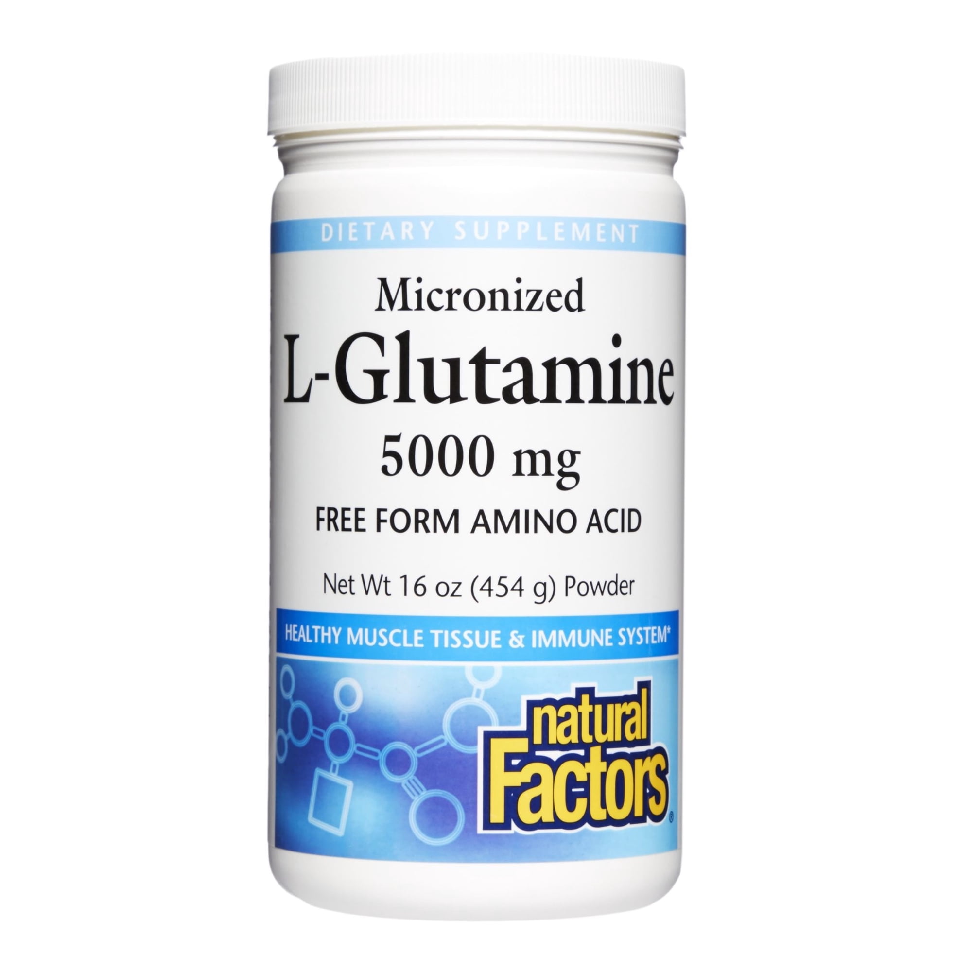 Natural Factors Micronized L-Glutamine Drink Mix 5000 mg, Supports Muscles and Immune Function, 16 Oz