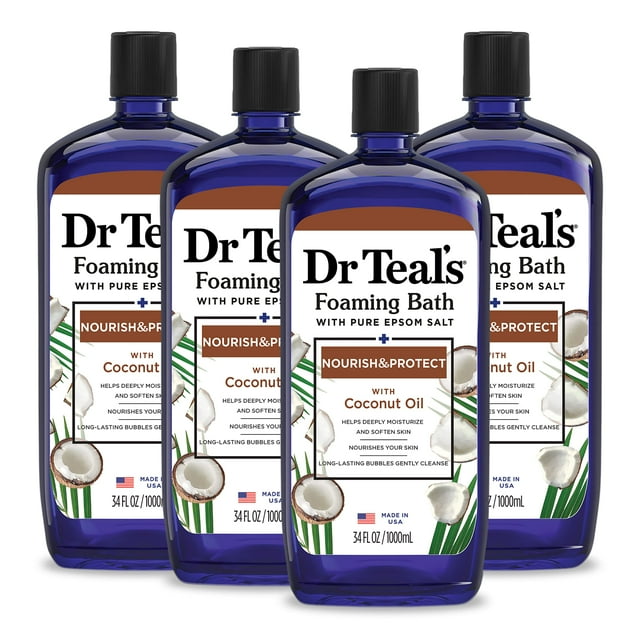 Baño espumoso Dr. Teal's Nourish & Protect con sal de Epsom, 1 litro (x4)