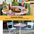 thumbnail image 6 of Elastic Fitted Round Tablecloth, Boho Purple Flowers Waterproof Stretch Table Cover for 55"-60" Tables, Spring Floral Botanical Patchwork Vintage Washable Outdoor Tablecloths for Patio, Picnic, 6 of 9