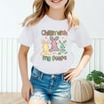 thumbnail image 2 of MIXUE Toddler Girls Tops & T-Shirts Kids Summer Cute Easter Bunny Print Round Neck Short Sleeve Pullover T Shirts Activewear,White,2-3 Years, 2 of 4