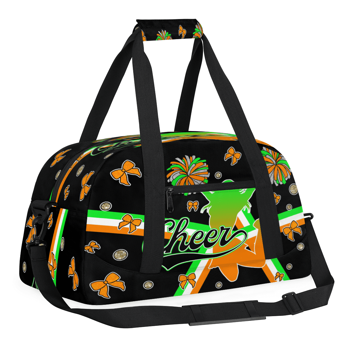 Herdesigns Cheerleader Bags Overnight Duffel Bags Cheer Green Orange Sport Gym Bag Travel Bag Travel Waterproof Weekender Bag Carry On Travel Tote Bag Dance Bags