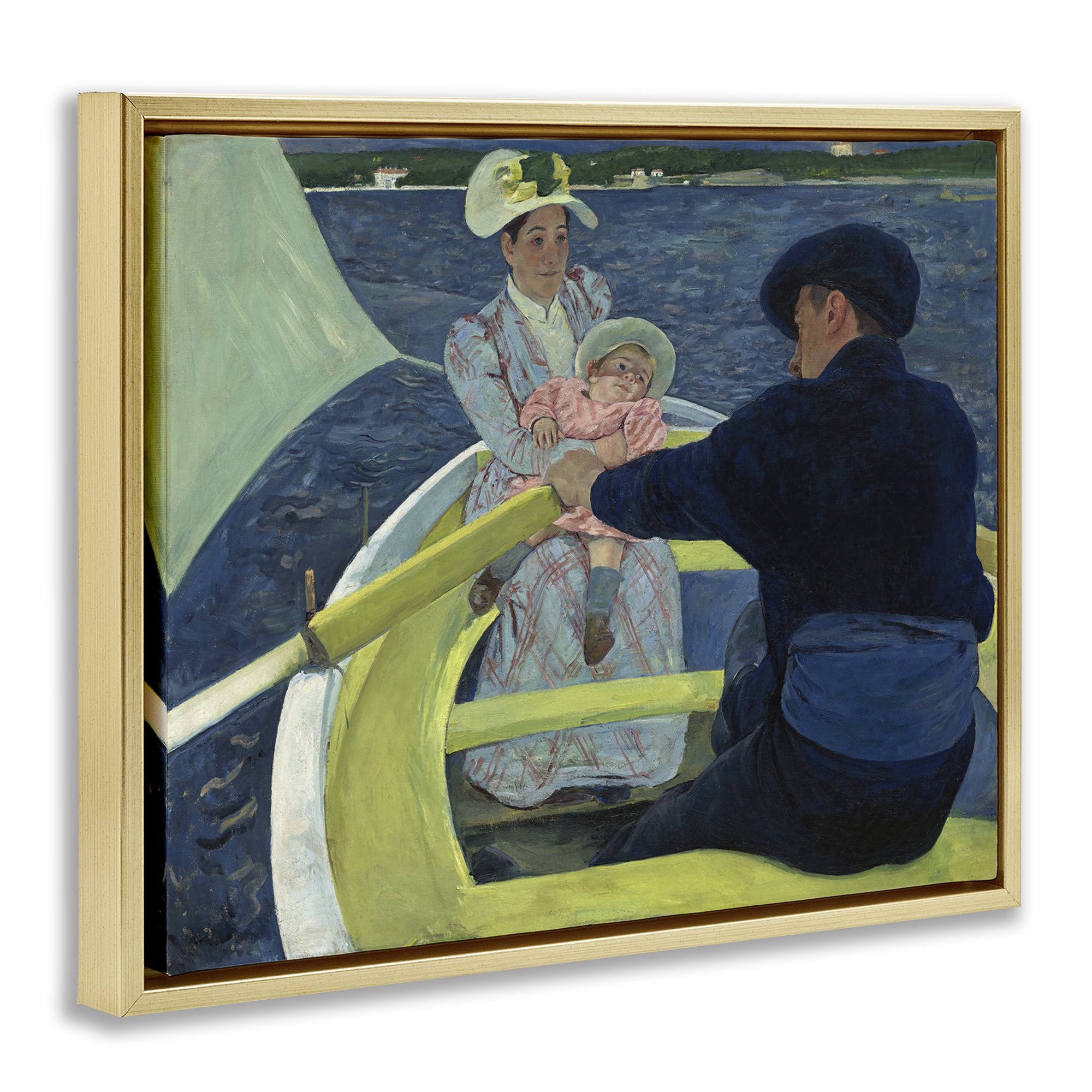 Stupell Industries Classical Boating Party People Painting Gold Floater Framed Canvas Art Print Wall Art, 31 x 25