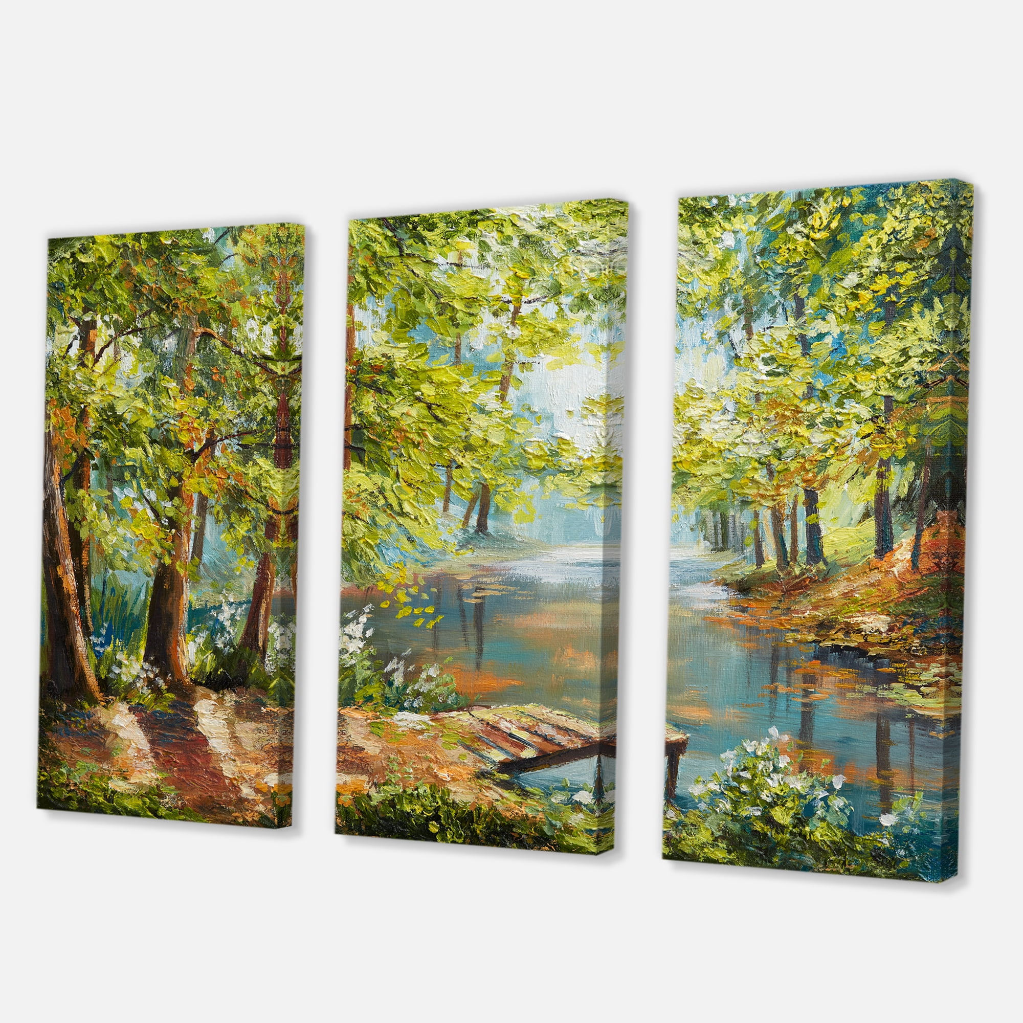 Designart ' Meandering River With Autumn Forest ' Lake House Canvas Wall Art Print