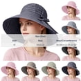 thumbnail image 3 of Cutuoiiu Summer Striped Pattern Wide Brim Bucket Hat for Women, Breathable Woven Sun Hat Decorated With Elegant Bow, Beach Travel Outdoor Vacation Sun Shade Hat, 3 of 7