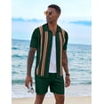 thumbnail image 6 of COOFANDY Men's 2 Piece Short Sets Casual Button Down Shirt and Shorts Set Knit Polo Set Vintage Summer Beach Outfits, 6 of 6