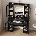 thumbnail image 5 of FANRAL 41.5" Large Vanity with Mirror and Lights,Makeup Vanity with RGB Cabinets & Charging Station,Black Vanity, 5 of 7